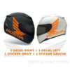 Kit 2 Stickers Autocollants Ailes Honda pour casque moto universel