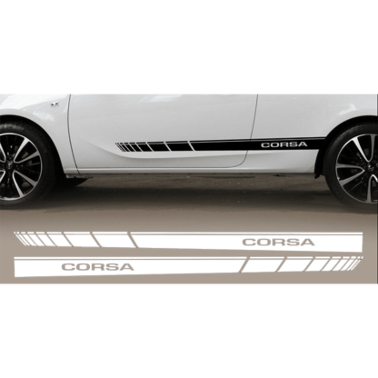 Kit 2 Stickers bande bas de caisse auto Opel Corsa Deco Sticker Store