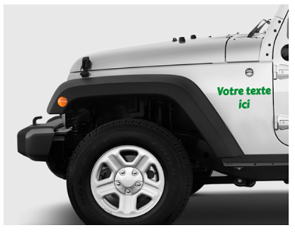 Lot de 2 stickers ailes 4x4 côté texte personnalisé wrangler jeep Deco Sticker Store