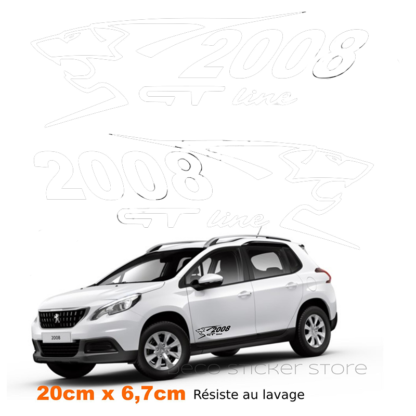 Lot de 2 stickers autocollants Peugeot 2008 gt line Deco Sticker Store