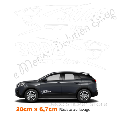 Lot de 2 stickers autocollants Peugeot 3008 gt line Deco Sticker Store