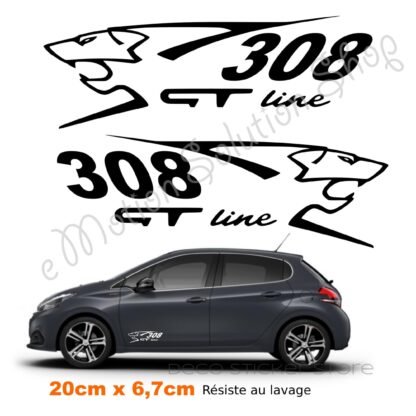 Lot de 2 stickers autocollants Peugeot 308 gt line Deco Sticker Store