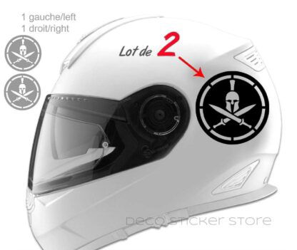 Lot de 2 stickers autocollants casque moto Spar