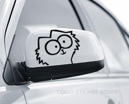 Lot de 2 stickers autocollants chat pour rétroviseurs Deco Sticker Store