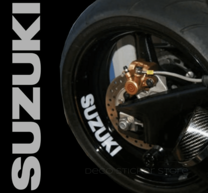 Lot de 4 stickers autocollants  de jante moto Suzuki Deco Sticker Store