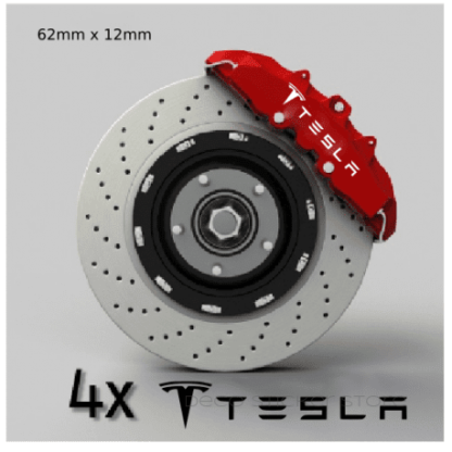 Lot de 4 stickers autocollants étriers de frein Tesla logo Deco Sticker Store