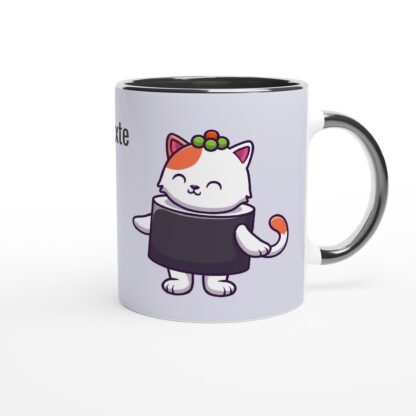 Mug 325 ml (11 oz) avec intérieur coloré sushi cat à personnaliser Deco Sticker Store
