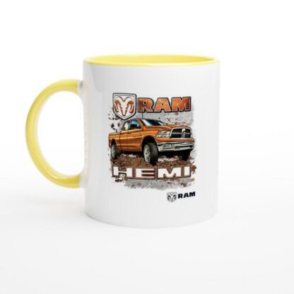 Mug en céramique blanche 11oz avec intérieur coloré Dodge Ram Deco Sticker Store