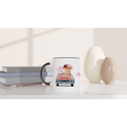Mug en céramique blanche 11oz avec intérieur coloré chaton à personnaliser Deco Sticker Store