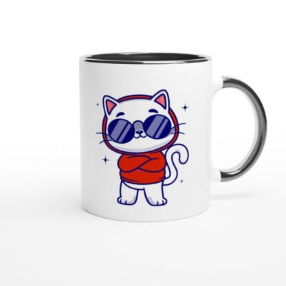 Mug en céramique blanche 325 ml (11 oz) avec intérieur coloré cool ou bad cat Deco Sticker Store