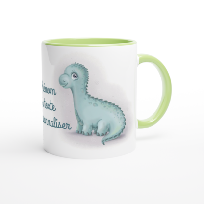 Mug en céramique blanche 325 ml (11 oz) avec intérieur coloré dinosaure à personnaliser Deco Sticker Store
