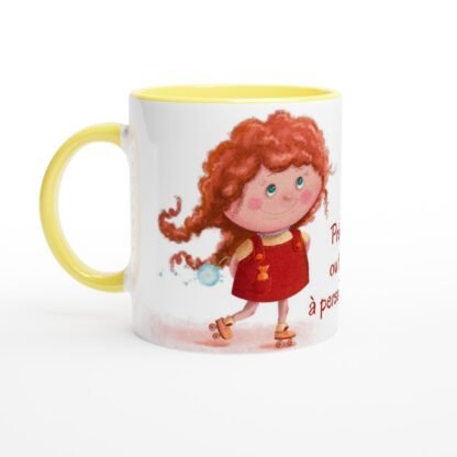 Mug en céramique blanche 325 ml (11 oz) avec intérieur coloré fillette roller à personnaliser Deco Sticker Store