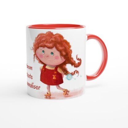 Mug en céramique blanche 325 ml (11 oz) avec intérieur coloré fillette roller à personnaliser Deco Sticker Store