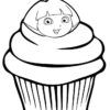 Sticker autocollant Dora cup cake