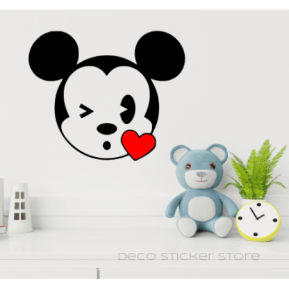 Sticker autocollant Mickey  bisous coeur couleur et taille au choix Deco Sticker Store