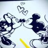 Sticker autocollant Mickey et Minnie bisous 50cm à personnaliser avec le prénom de l'enfant
