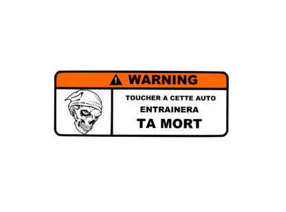 Sticker autocollant auto warning à personnaliser Deco Sticker Store