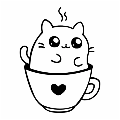 Sticker autocollant chat manga dans la tasse Deco Sticker Store