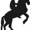 Sticker autocollant cheval cabré avec cavalier