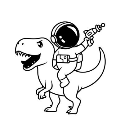 Sticker autocollant dinosaure et cosmonaute Deco Sticker Store