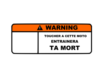 Sticker autocollant moto warning à personnaliser Deco Sticker Store