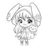 Sticker autocollant petite fille manga