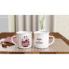 Mug en émail blanc de 354ml (12 oz) motorcycle à personnaliser