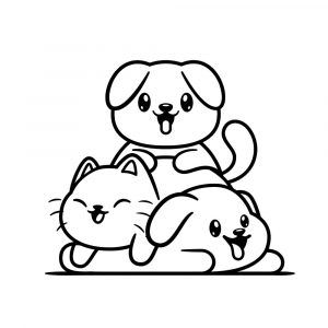 Sticker autocollant les amis chiens et chat