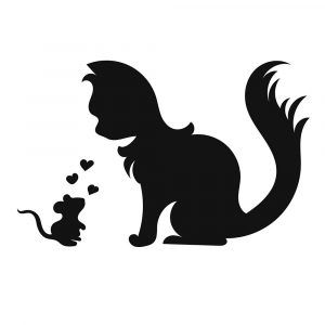 Sticker autocollant chat et souris love