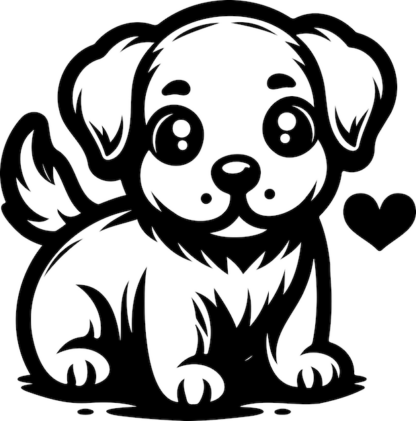 Sticker Autocollant chien coeur love animaux  ANX82