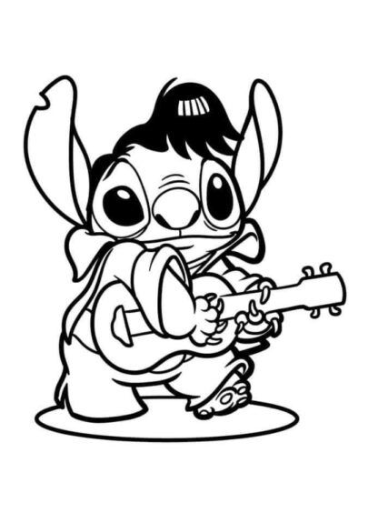 Sticker Autocollant stitch disney guitare hero  EN550