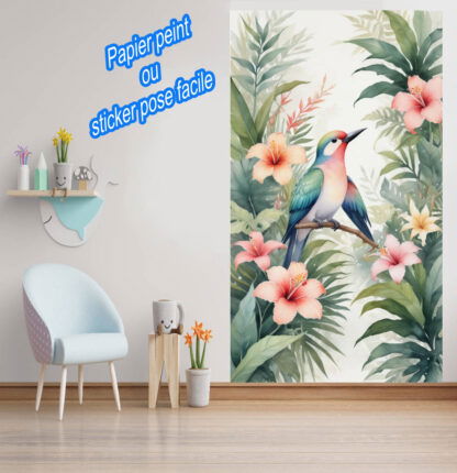 Papier peint ou sticker autocollant oiseau tropical PPOT1, Déco Sticker Store