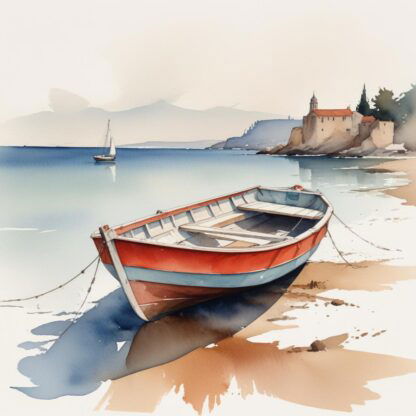 Papier peint ou sticker autocollant bateau plage PSBP1
