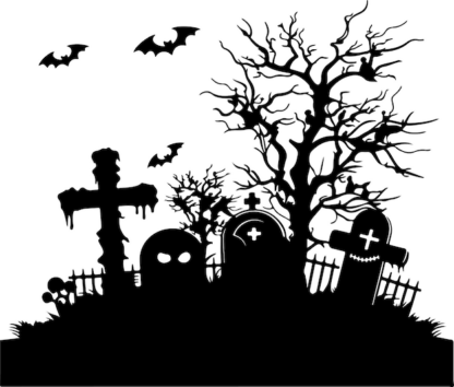 Sticker Autocollant paysage halloween  H18