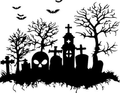 Sticker Autocollant paysage halloween  H19