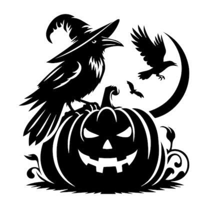 Sticker Autocollant corbeau halloween  H20