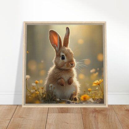 Toile encadrée bois lapin mignon