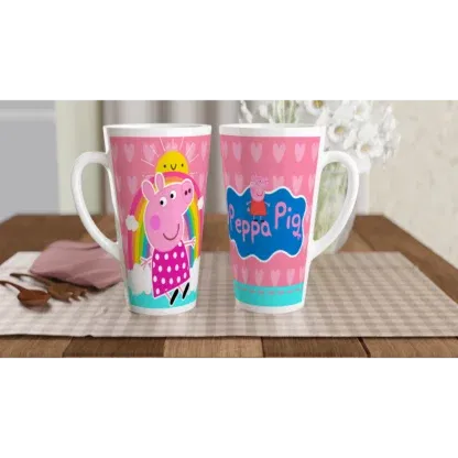 Mug à café Latte en céramique blanche 483 ml (17 oz) peppa pig, Déco Sticker Store