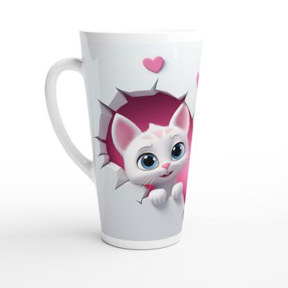 Mug à café Latte en céramique blanche 483 ml (17 oz) chatons