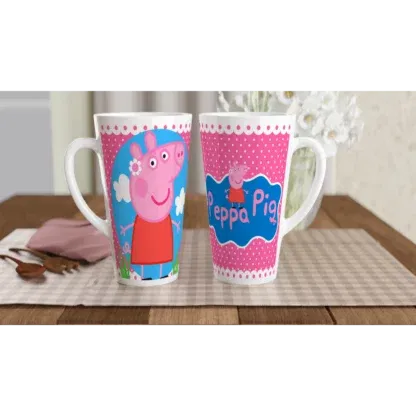 Mug à café Latte en céramique blanche 483 ml (17 oz) peppa pig, Déco Sticker Store