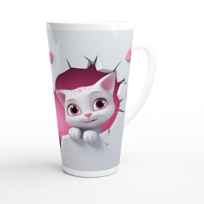 Mug à café Latte en céramique blanche 483 ml (17 oz) chatons