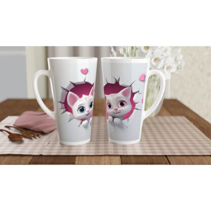 Mug à café Latte en céramique blanche 483 ml (17 oz) chatons