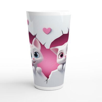 Mug à café Latte en céramique blanche 483 ml (17 oz) chatons