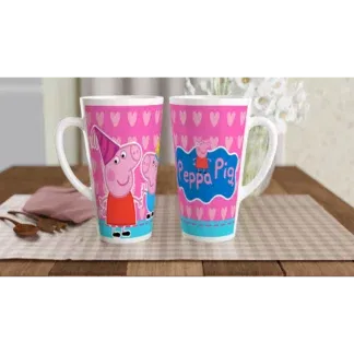 Mug à café Latte en céramique blanche 483 ml (17 oz) peppa pig