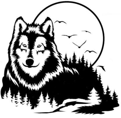 sticker autocollant loup chien animaux 1 NJOXP